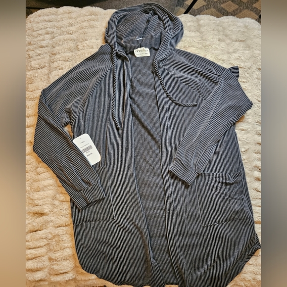 Dress Up Sweaters - Dress Up Ribbed Hooded Dolphin Hem Cardigan